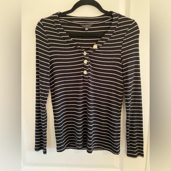 Lucky Brand Black Stripe Top - Picture 1 of 5